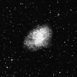 Imagem de referência (DSS2) de M1 — Nebulosa do Caranguejo — objeto ainda não capturado no observatório
