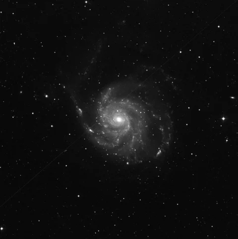 Imagem de referência (DSS2) de M101 — Galáxia do Cata-vento — objeto ainda não capturado no observatório