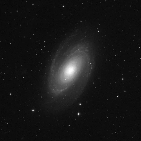 Imagem de referência (DSS2) de M81 — Galáxia de Bode — objeto ainda não capturado no observatório