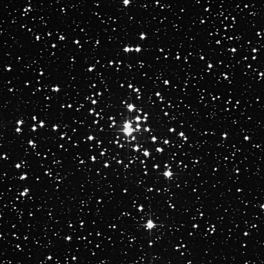 Imagem de referência (DSS2) de NGC 2301 — Great Bird Cluster — objeto ainda não capturado no observatório