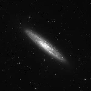 Imagem de referência (DSS2) de NGC 253 — Galáxia do Escultor — objeto ainda não capturado no observatório