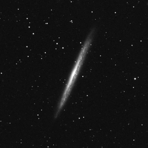 Imagem de referência (DSS2) de NGC 5907 — Galáxia Estilhaço — objeto ainda não capturado no observatório