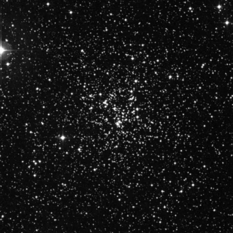 Imagem de referência (DSS2) de NGC 6819 — Foxhead Cluster — objeto ainda não capturado no observatório